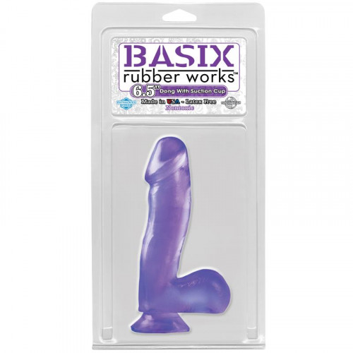 BASIX RUBBER WORKS Basix Rubber Works 16,51 cm Dong a semenníky s prísavkou - farba fialová
