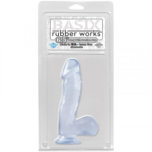 BASIX RUBBER WORKS Basix Rubber Works 16,51 cm Dong a semenníky s prísavkou - Farba číra