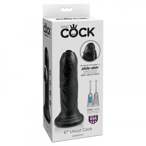 KING COCK Realistic Dildo with Movable Foreskin Black 6,