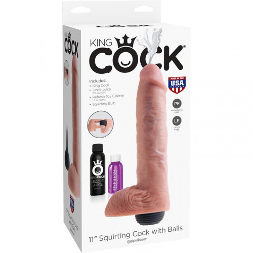 KING COCK Squirting Cock with Balls 11 - Flesh,