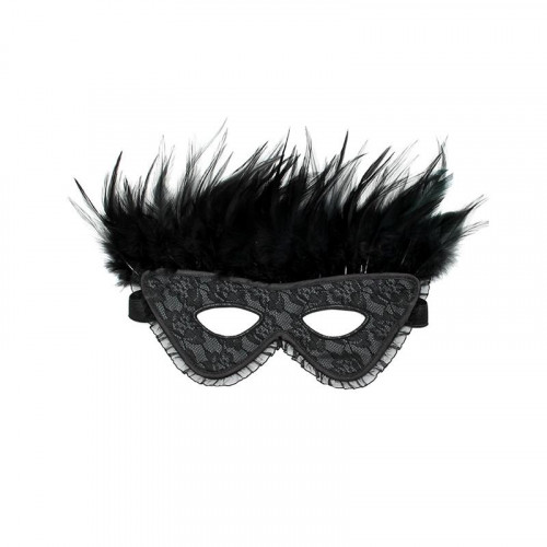 BONDAGE PLAY Luxusná maska s perím čierna