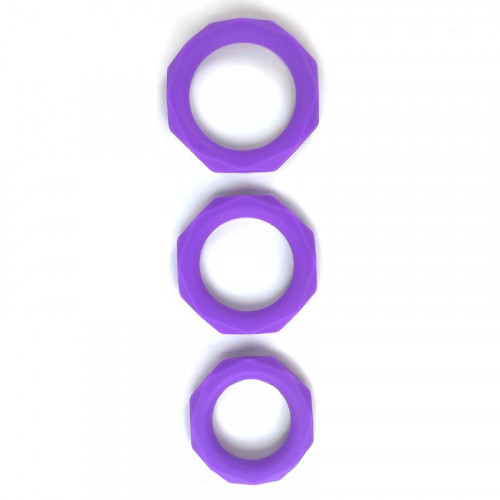 A-GUSTO Sada 3 krúžkov na penis Silicone Purple