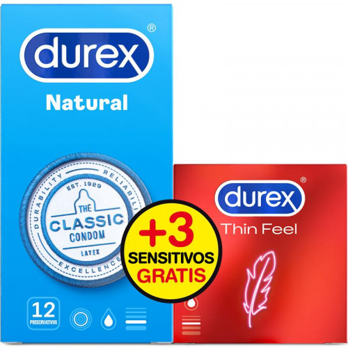 DUREX Pack Natural 12 jednotiek a Sensitive Soft 3 jednotky