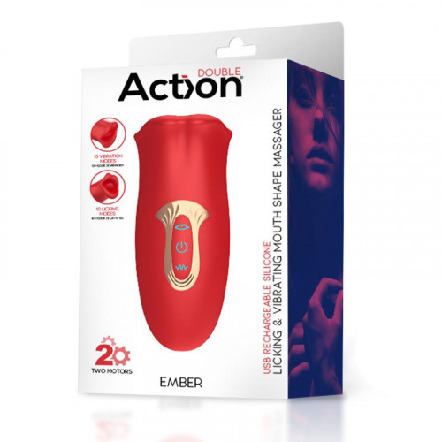 ACTION Ember lízavý a vibračný masážny prístroj na tvar úst USB silikónový