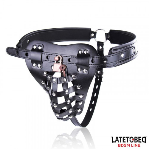 LATETOBED BDSM LINE Mens Chastity Pants with Cage Adjustable