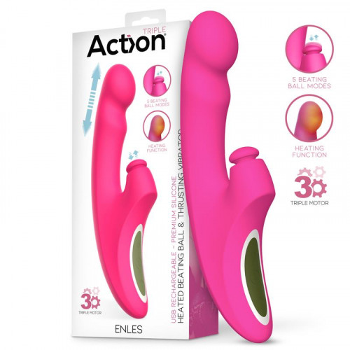 ACTION Enles Vibe with Beating Ball, Thrusting y Heat Function